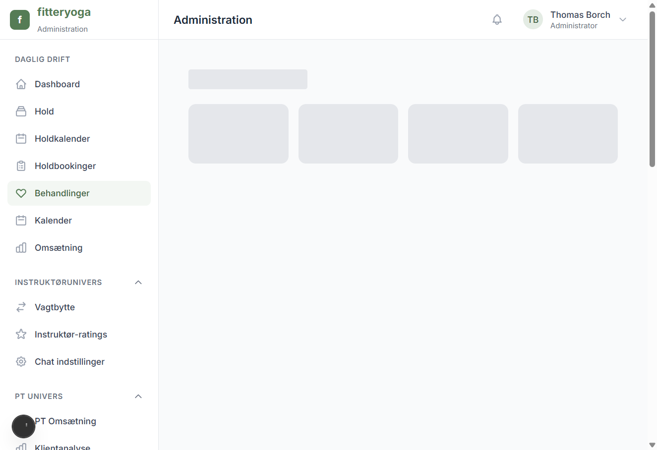 Behandlingsbooking administration - Holdstyring